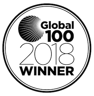 Logo of award for 'Global 100 2018 Winner'